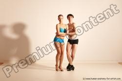 Underwear Woman - Man White Slim Short Brown Dancing Dynamic poses Academic