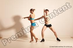 Underwear Woman - Man White Slim Short Brown Dancing Dynamic poses Academic