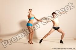 Underwear Woman - Man White Slim Short Brown Dancing Dynamic poses Academic