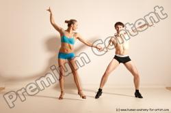 Underwear Woman - Man White Slim Short Brown Dancing Dynamic poses Academic