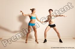 Underwear Woman - Man White Slim Short Brown Dancing Dynamic poses Academic