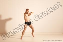 Underwear Martial art Man White Moving poses Athletic Short Brown Dynamic poses Academic