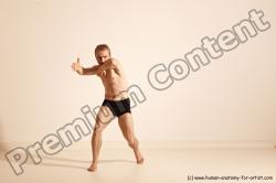 Underwear Martial art Man White Moving poses Athletic Short Brown Dynamic poses Academic