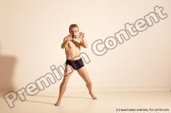 Underwear Martial art Man White Moving poses Athletic Short Brown Dynamic poses Academic