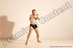 Underwear Martial art Man White Moving poses Athletic Short Brown Dynamic poses Academic