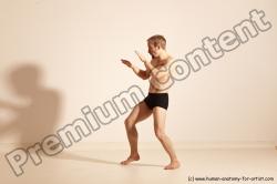 Underwear Martial art Man White Moving poses Athletic Short Brown Dynamic poses Academic