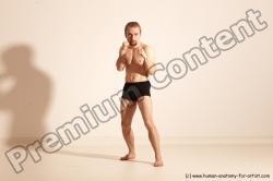 Underwear Martial art Man White Moving poses Slim Short Blond Dynamic poses Academic