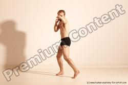 Underwear Martial art Man White Moving poses Slim Short Blond Dynamic poses Academic