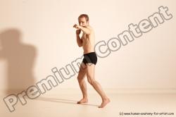 Underwear Martial art Man White Moving poses Slim Short Blond Dynamic poses Academic