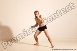 Underwear Martial art Man White Moving poses Slim Short Blond Dynamic poses Academic