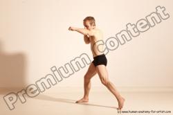 Underwear Martial art Man White Moving poses Slim Short Blond Dynamic poses Academic