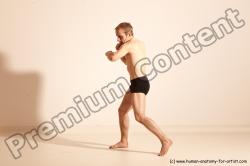 Underwear Martial art Man White Moving poses Slim Short Blond Dynamic poses Academic