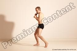 Underwear Martial art Man White Moving poses Slim Short Blond Dynamic poses Academic