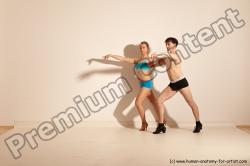 Underwear Woman - Man White Slim Short Brown Dancing Dynamic poses Academic