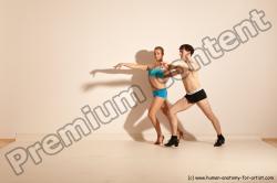 Underwear Woman - Man White Slim Short Brown Dancing Dynamic poses Academic