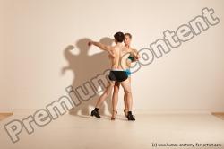 Underwear Woman - Man White Slim Short Brown Dancing Dynamic poses Academic