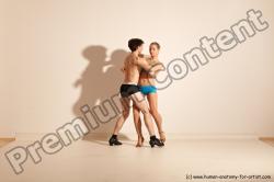 Underwear Woman - Man White Slim Short Brown Dancing Dynamic poses Academic