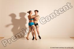 Underwear Woman - Man White Slim Short Brown Dancing Dynamic poses Academic