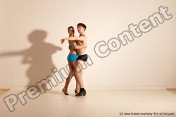 Underwear Woman - Man White Slim Short Brown Dancing Dynamic poses Academic