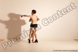 Underwear Woman - Man White Slim Short Brown Dancing Dynamic poses Academic