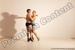 Underwear Woman - Man White Slim Short Brown Dancing Dynamic poses Academic