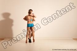 Underwear Woman - Man White Slim Short Brown Dancing Dynamic poses Academic