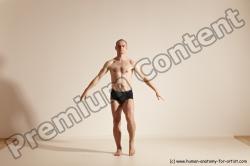 Underwear Gymnastic poses Man White Slim Bald Dancing Dynamic poses Academic