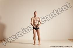 Underwear Gymnastic poses Man White Slim Bald Dancing Dynamic poses Academic