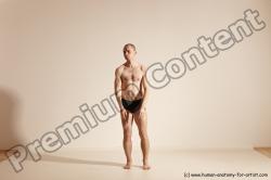 Underwear Gymnastic poses Man White Slim Bald Dancing Dynamic poses Academic