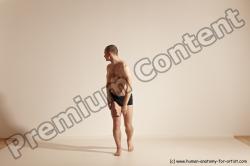 Underwear Gymnastic poses Man White Slim Bald Dancing Dynamic poses Academic