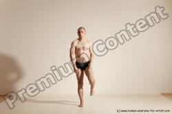 Underwear Gymnastic poses Man White Slim Bald Dancing Dynamic poses Academic