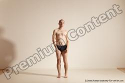 Underwear Gymnastic poses Man White Slim Bald Dancing Dynamic poses Academic