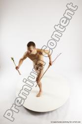 Nude Fighting Man White Slim Short Brown Multi angles poses Realistic