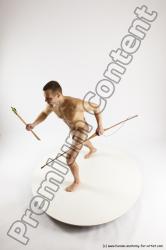 Nude Fighting Man White Slim Short Brown Multi angles poses Realistic