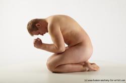 Nude Man White Average Short Blond Sitting poses - ALL Sitting poses - on knees Realistic