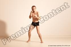 Underwear Martial art Man White Moving poses Slim Short Blond Dynamic poses Academic