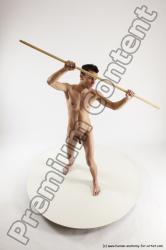 Nude Fighting with spear Man White Standing poses - ALL Athletic Short Brown Standing poses - simple Multi angles poses Realistic