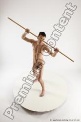 Nude Fighting with spear Man White Standing poses - ALL Athletic Short Brown Standing poses - simple Multi angles poses Realistic