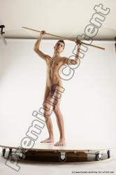 Nude Fighting with spear Man White Standing poses - ALL Athletic Short Brown Standing poses - simple Multi angles poses Realistic