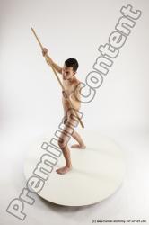 Nude Fighting with spear Man White Standing poses - ALL Athletic Short Brown Standing poses - simple Multi angles poses Realistic