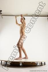 Nude Fighting with spear Man White Standing poses - ALL Athletic Short Brown Standing poses - simple Multi angles poses Realistic