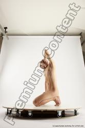 Nude Man White Kneeling poses - ALL Underweight Medium Brown Kneeling poses - on both knees Multi angles poses Realistic