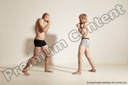 Underwear Martial art Man - Man White Moving poses Slim Short Blond Dynamic poses Academic