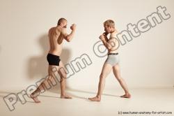 Underwear Martial art Man - Man White Moving poses Slim Short Blond Dynamic poses Academic