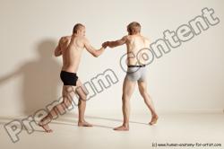 Underwear Martial art Man - Man White Moving poses Slim Short Blond Dynamic poses Academic