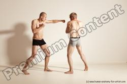 Underwear Martial art Man - Man White Moving poses Slim Short Blond Dynamic poses Academic