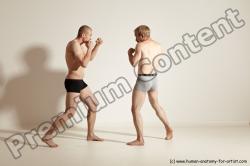 Underwear Martial art Man - Man White Moving poses Slim Short Blond Dynamic poses Academic