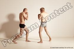 Underwear Martial art Man - Man White Moving poses Slim Short Blond Dynamic poses Academic