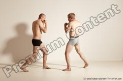 Underwear Martial art Man - Man White Moving poses Slim Short Blond Dynamic poses Academic