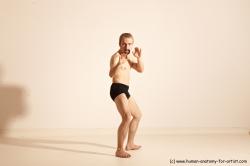 Underwear Martial art Man White Moving poses Athletic Short Blond Dynamic poses Academic